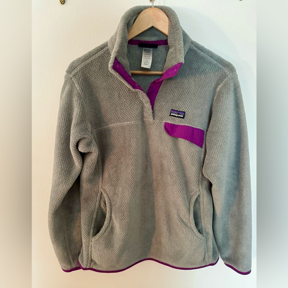 Patagonia Women 1/4 Snap Synchilla Fleece Pullover Purple Lined Womens Large